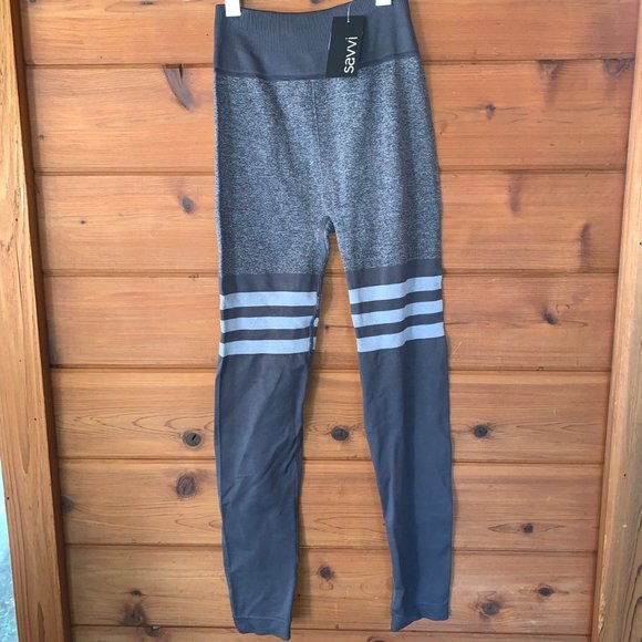 NWT Charcoal Gray Savvi Striped Legging S - Picture 2 of 10